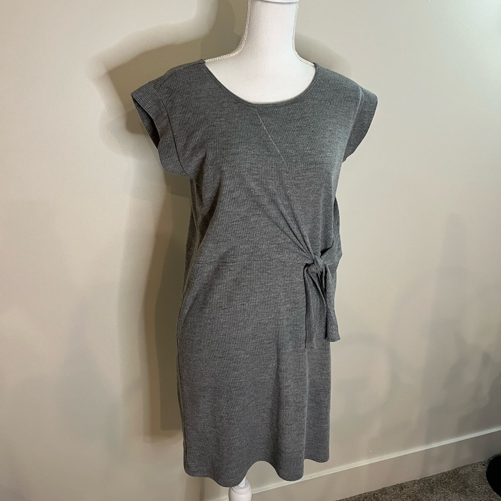 3/$25 Arloh Grey Midi Length Faux Wrap Dress